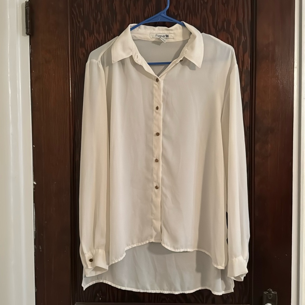 Forever 21 Cream Button Down Size Large
